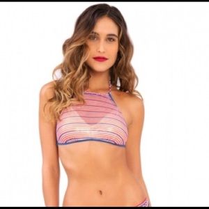 Luli Fama Crotchet Halter Bikini Top