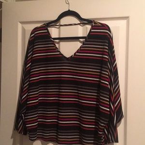 V neck and back striped top