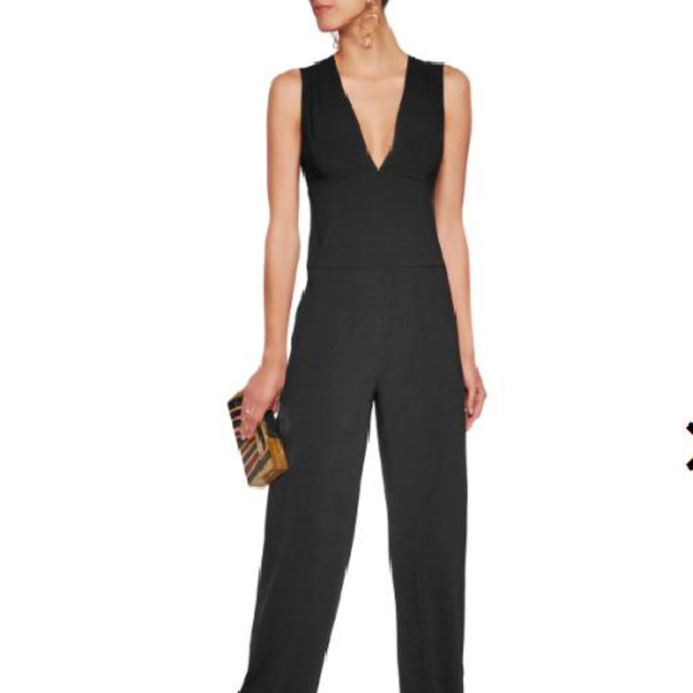 Halston Heritage Black Cutout Stretch-Crepe Romper