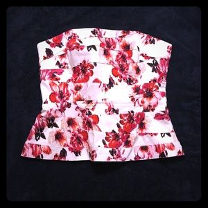 Strapless Floral Top