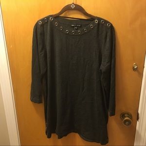 Charcoal sweater with grommets sz XL