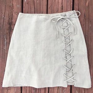 Khaki Lace-up Skirt