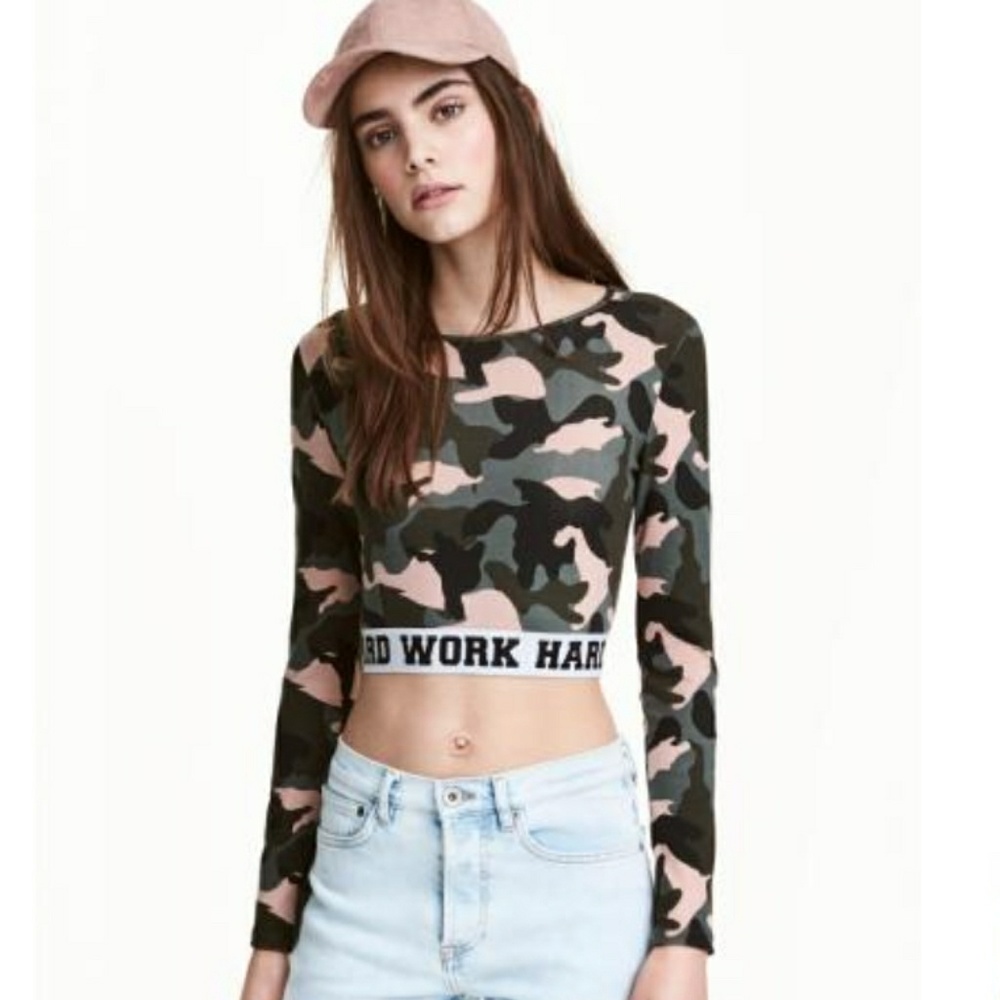 Army camo crop top
