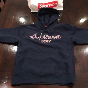 Large brushed supreme logo hoodie