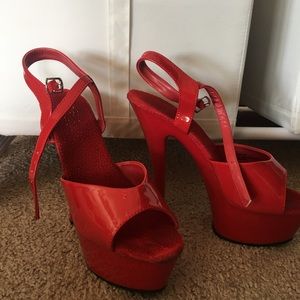 Red platform heels