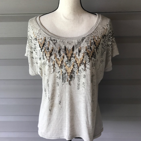 Miss Me Tops - Miss Me Lace Aztec Printed Cap Sleeve Boho Top