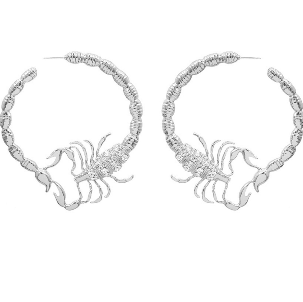 Silver Scorpion Hoops