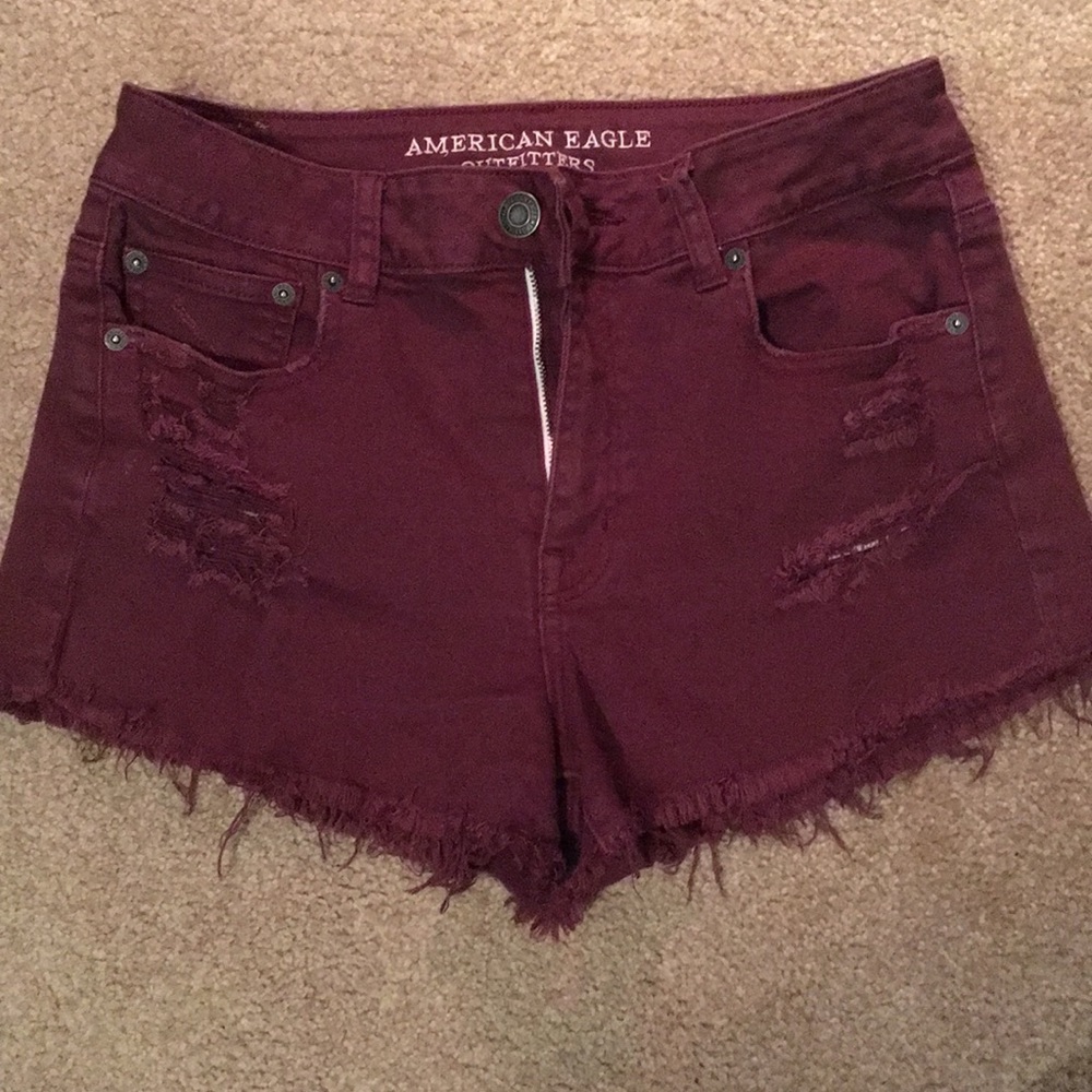 Burgundy American Eagle shorts