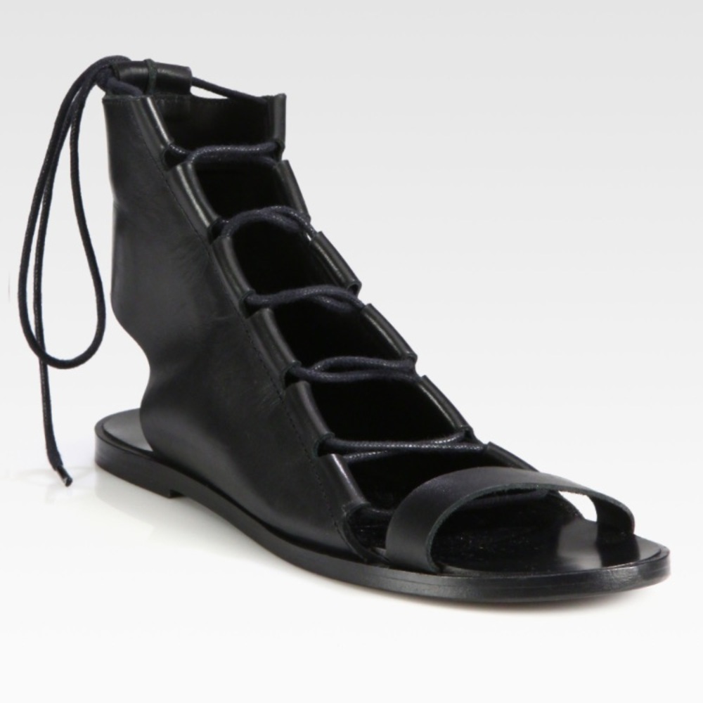 Pierre Hardy Black Lace Up Flat Sandals