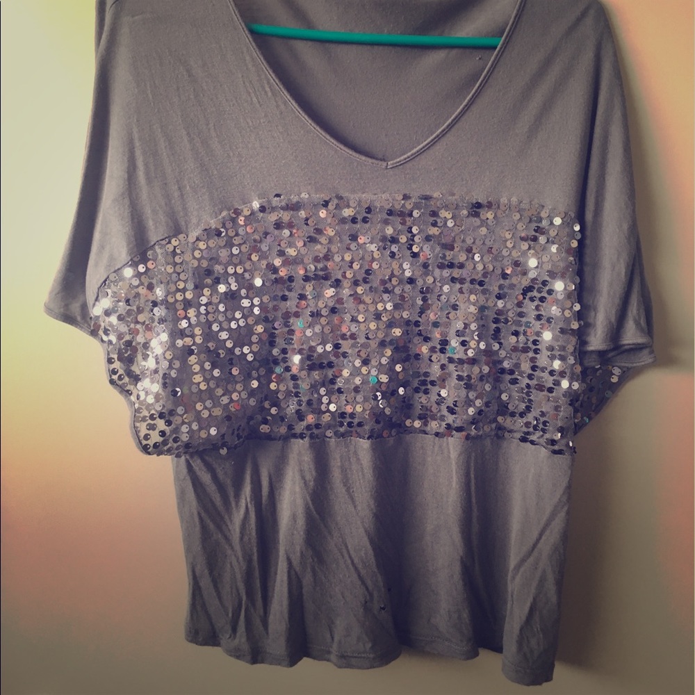 Gray sequin YA shirt