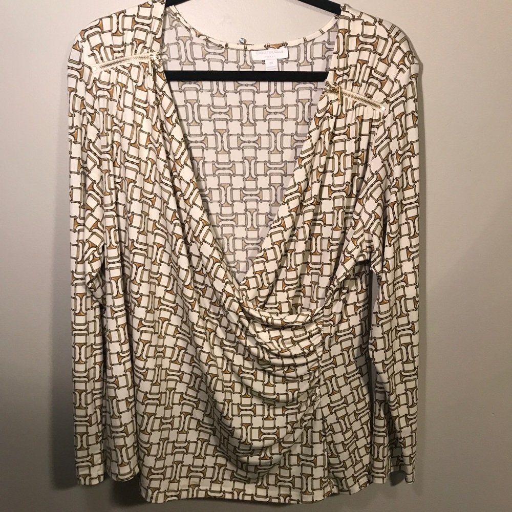 White & Gold Charter Club Top - Size 2x 22/24