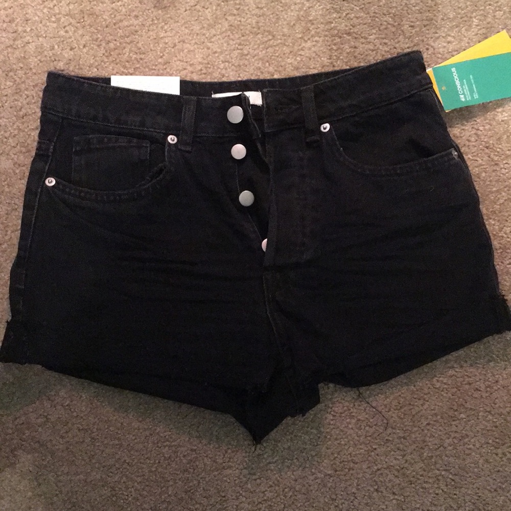H&M black denim shorts