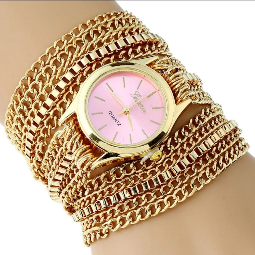 Pink Face Chain Watch