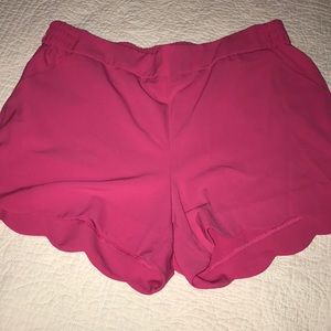 Bubblegum pink scalloped leg shorts