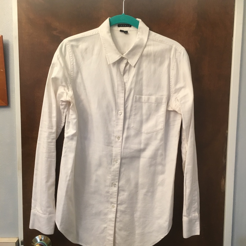 Crisp, white, cotton Theory button up blouse