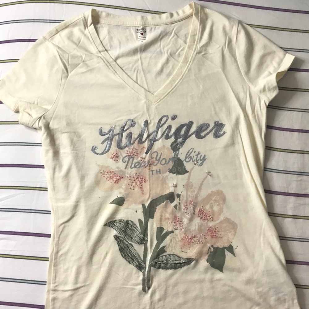 Tommy Hilfiger Sequined Flower T Shirt