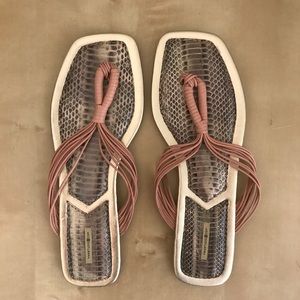 Max Studio Blush Gold Strappy Thong Flat Sandals 7