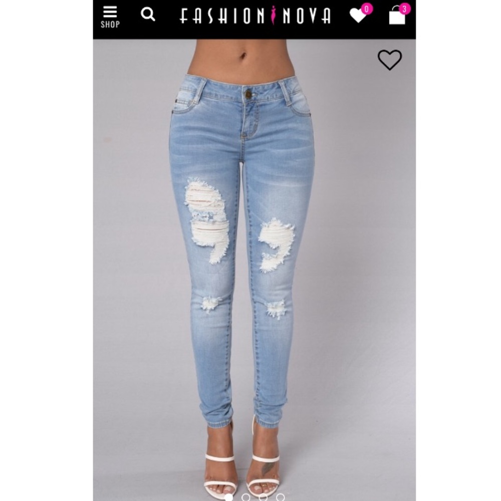 Fashion nova distressed medium wash skinny jeans