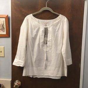 Studded notch color white J. Crew tunic blouse