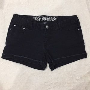Express Black Denim Cuff Shorts