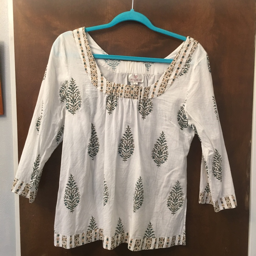 White patterned boho Blouse from India