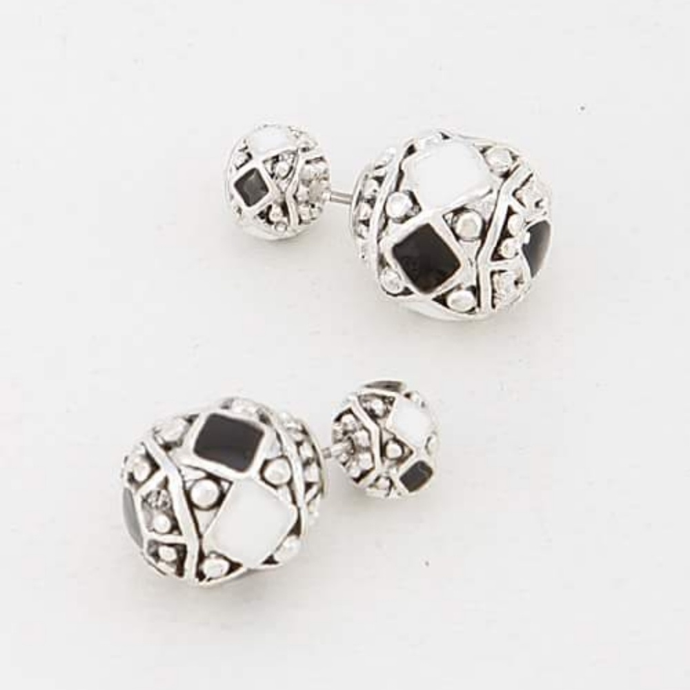 Egyptian Silver & Black Peekaboo Earrings