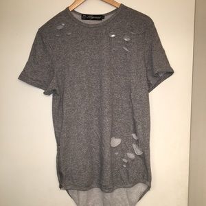 Long short Sleeve Tee- ripped Long short Sleeve Tee- ripped