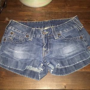 True religion denim shorts