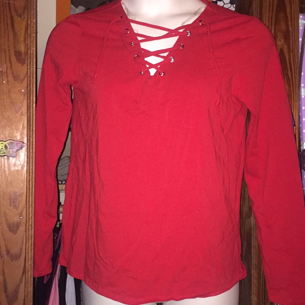 Bright red Criss cross top