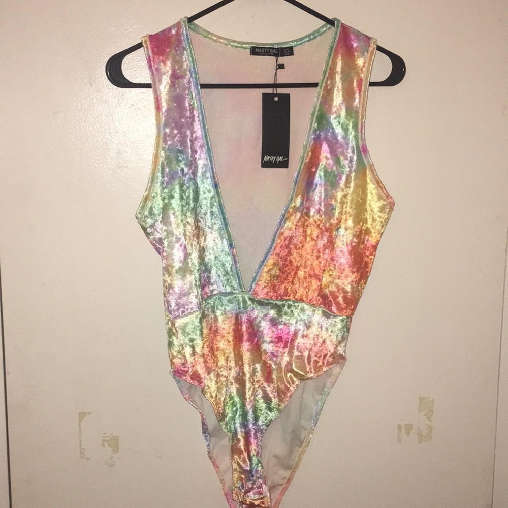 Rainbow cruchsed velvet rainbow bodysuits. - Picture 2 of 5