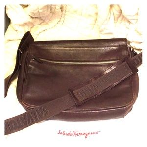 Salvatore Ferragamo dark brown messenger bag