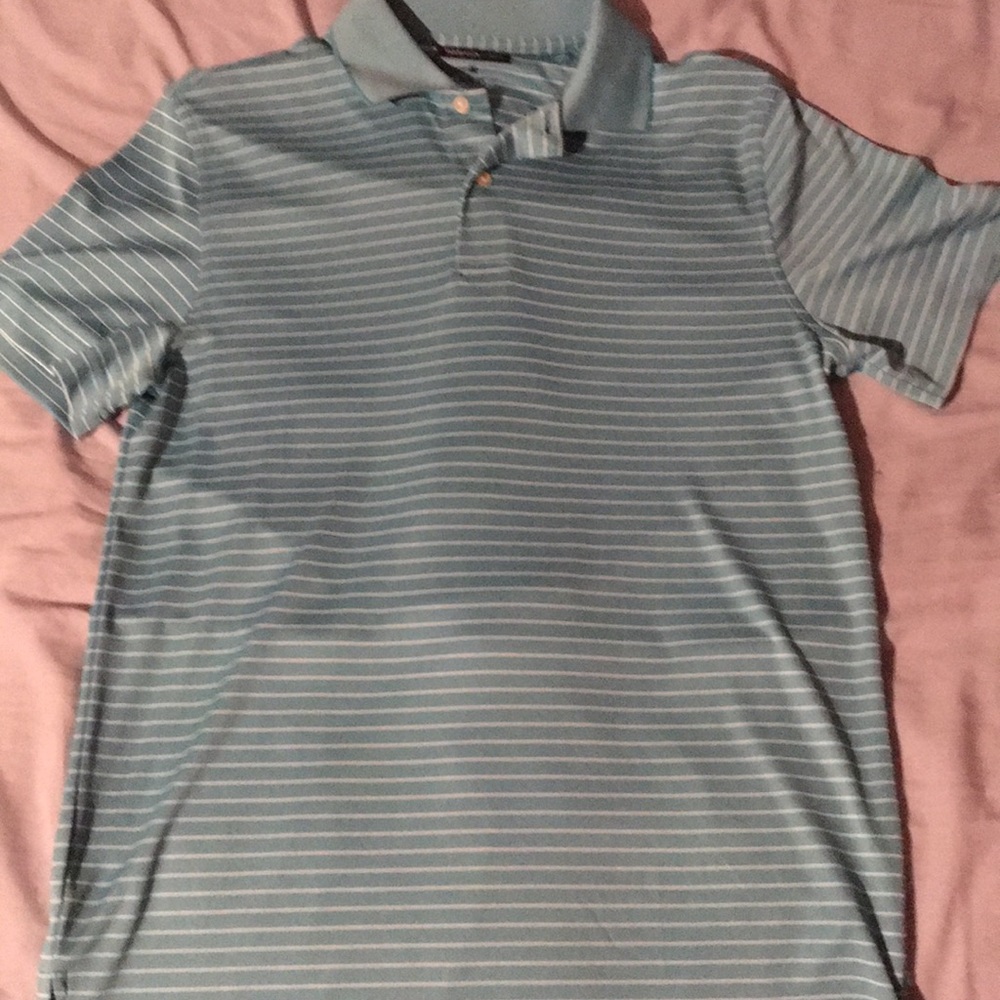 Blue/white striped polo shirt-VanHeusen-(slim fit)