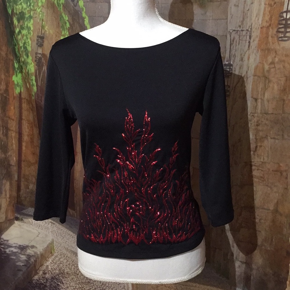 Uncivilized Black and Red glitter top