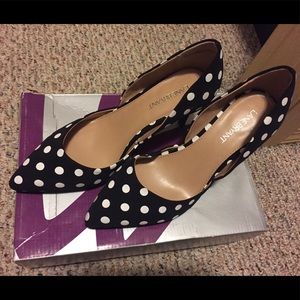Lane Bryant 8W Black & White Polka Heels