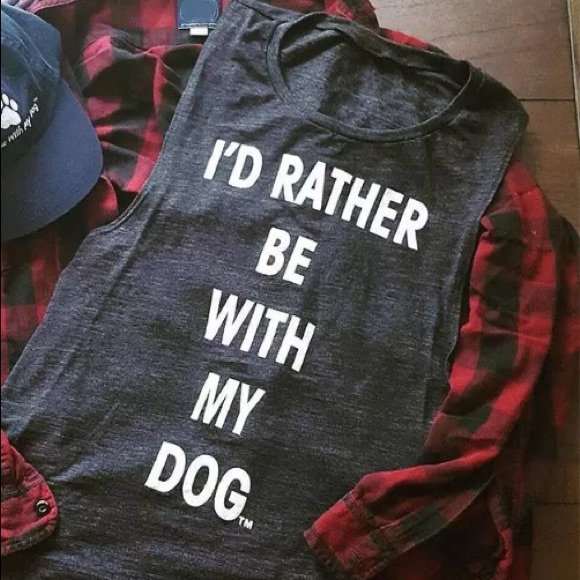 Boutique Tops - Rather Be With My Dog T-Shirt Tank Top Graphic Tee