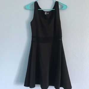 Black Skater Dress W/ Lace On Waist