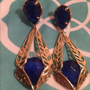 Kendra Scott cobalt and gold earrings