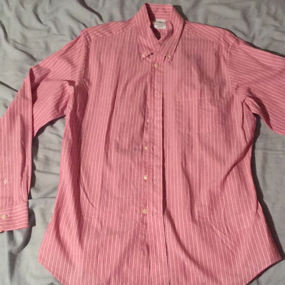 Pink/white striped button up-brooks brothers-