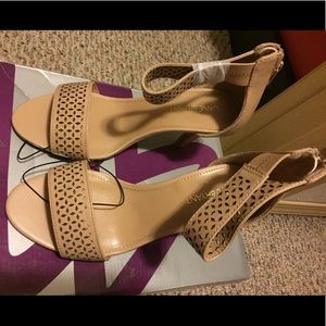 Lane Bryant Nude Open Toe Heels 7W