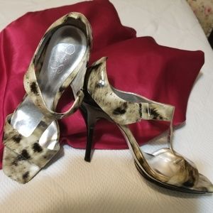 Jessica Simpson Leopard Print Patent Leather Pumps