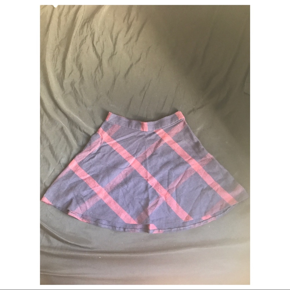 Blue & burgundy flare mini skirt
