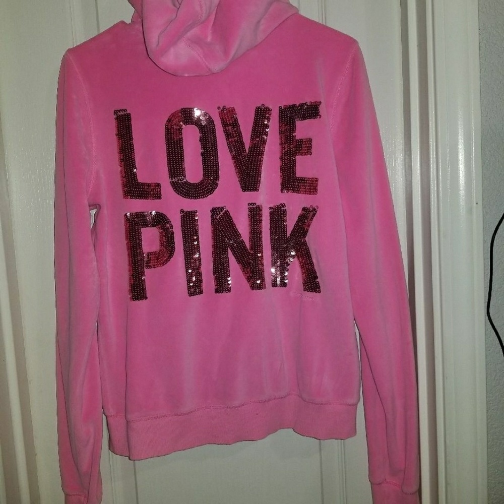 VS PINK VELOR ZIP UP HOODIE