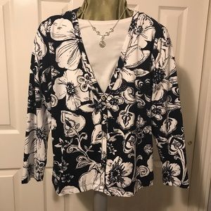 Chico's Size 3 ( XL ), Navy / White jersey Jacket