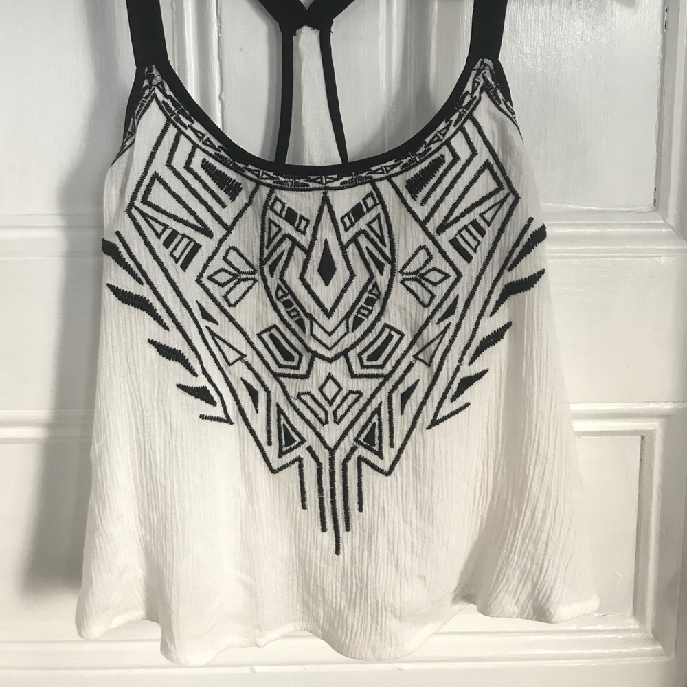 Tribal embroidered crop tank