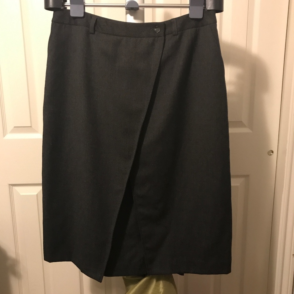Harve Benard Gray Wool Skirt,  Faux Wrap,  Career