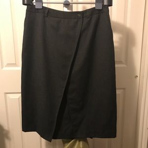 Harve Benard Gray Wool Skirt, Faux Wrap, Career