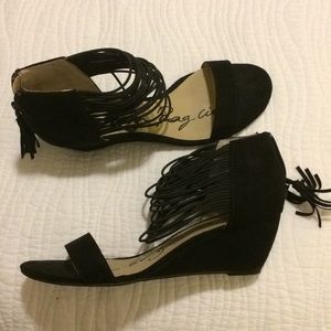 Black Fringe Wedges
