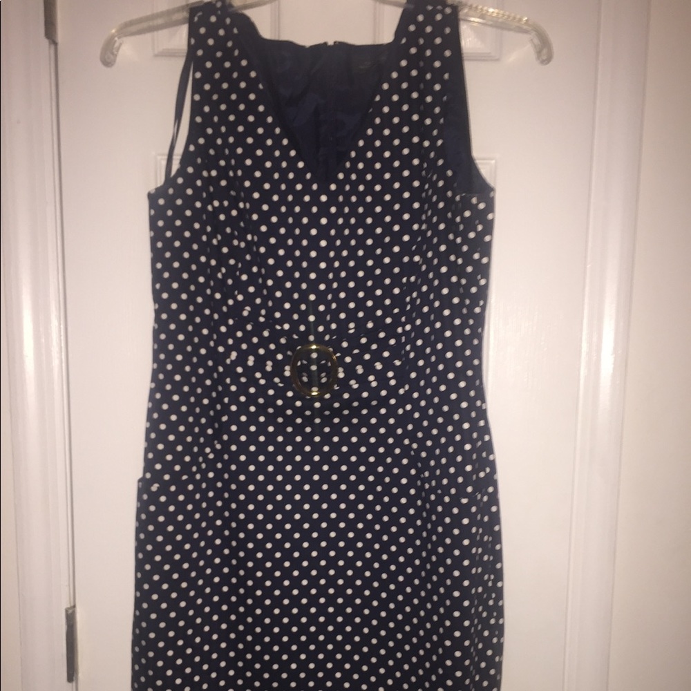 Navy blue and White Polka Dot Tahari Dress