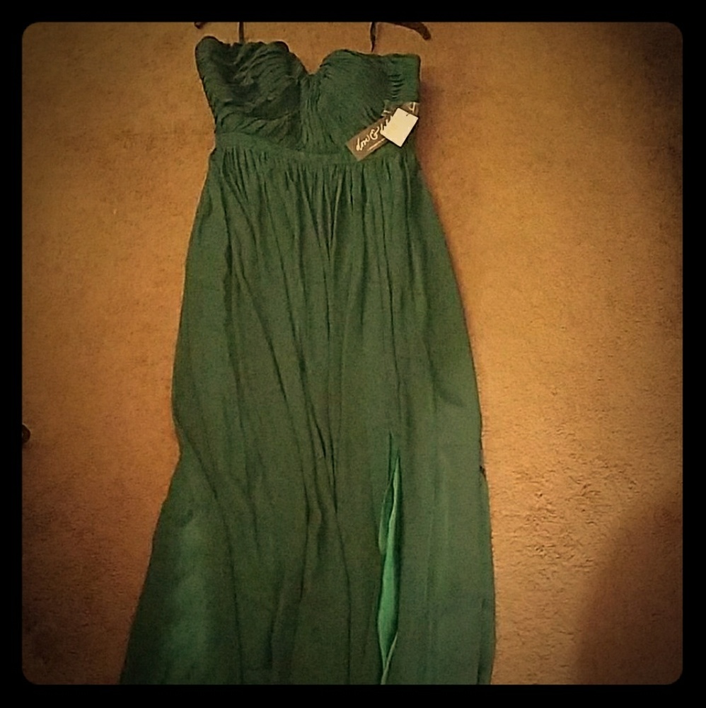 Emerald green strapless dress