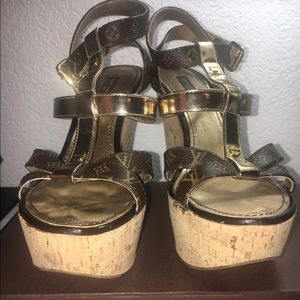 Louis Vuitton monogram cork wedge sandals